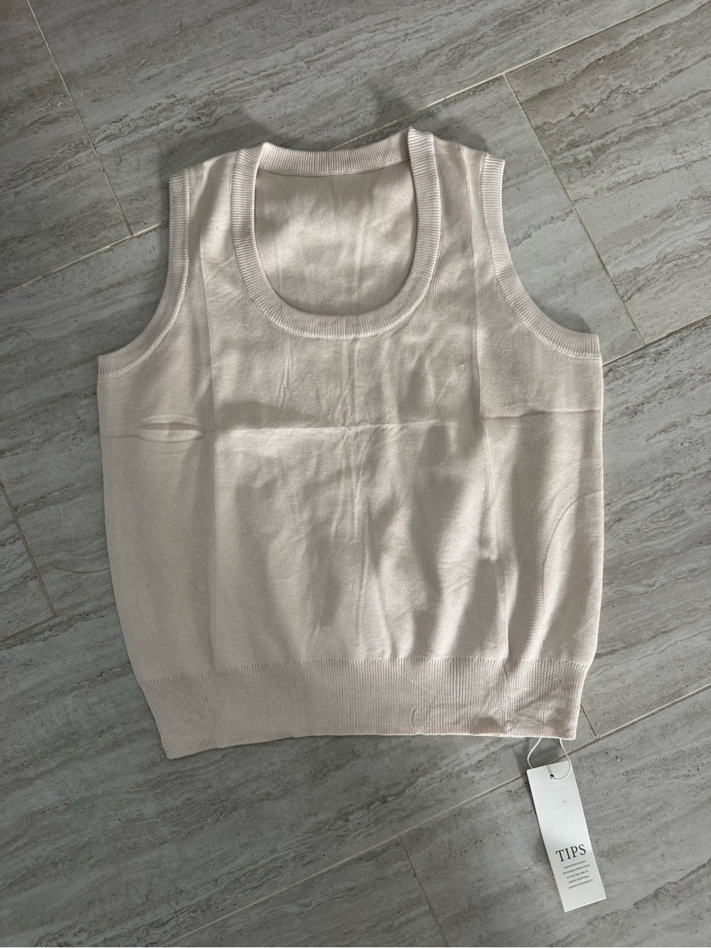 Sleeveless Knit Tank Top Beige
